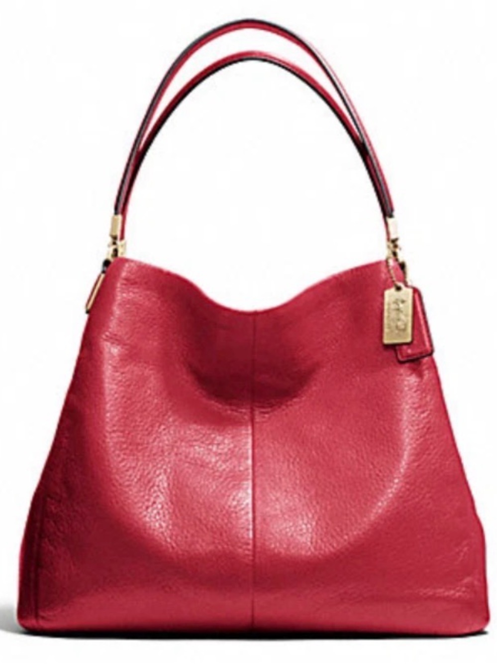 COACH Madison Leather Small Phoebe Shoulder Bag Light Gold Scarlet F26224